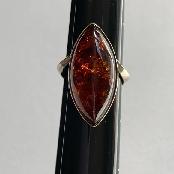 Designer ZIV Baltic Amber sterling ring size 7 - Picture 5 of 9